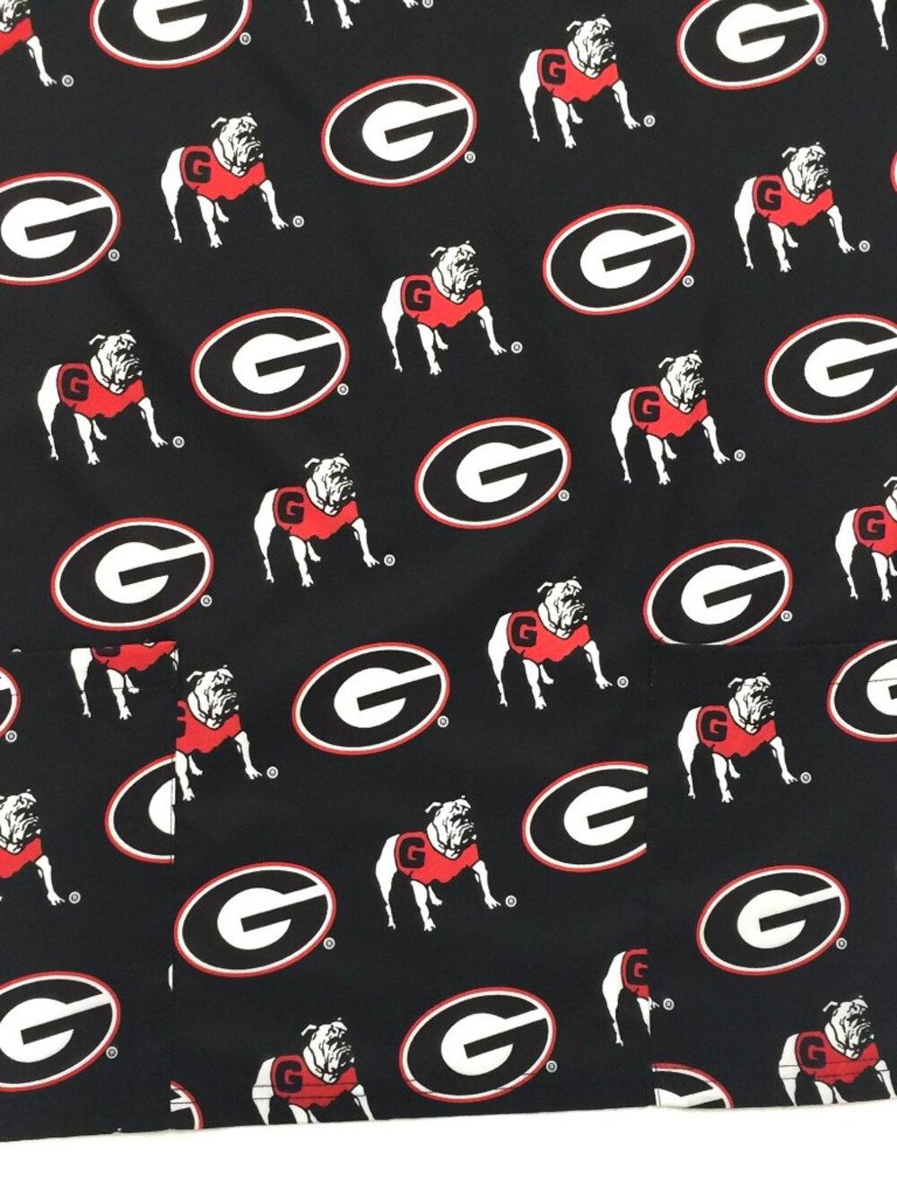 NEW Georgia Bulldogs Black Mascot & Logo Print Medical Scrub Top, Adult XL - Picture 4 of 5